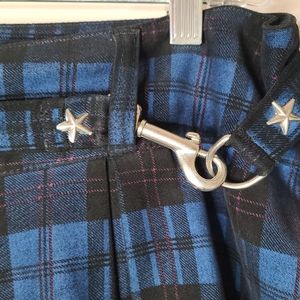 🖤💙Hot Topic Y2K Blue Plaid Pleated Mini Skater Skirt